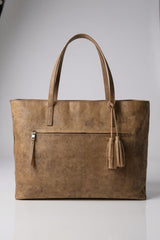 Beige Leather Tote Bag