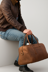 Premium Brown Leather Duffel Bag