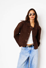 Espresso Brown Suede Cropped Jacket