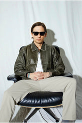 Mabel Distressed Sheepskin Leather Jacket