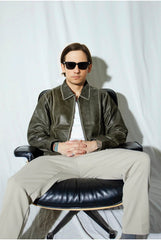 Mabel Distressed Sheepskin Leather Jacket