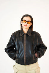 Vintage Distressed Leather Jacket