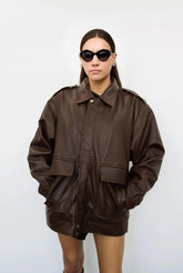 Oversized Inspired Brown Leather Jacket