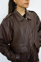 Oversized Inspired Brown Leather Jacket